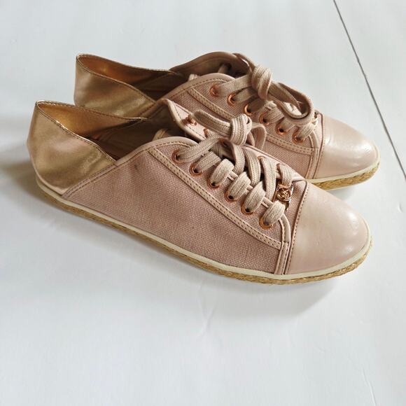 Michael Michael Kors Pink Canvas Espadrille Sneakers Lace Up Womens Size 9M - Picture 9 of 14